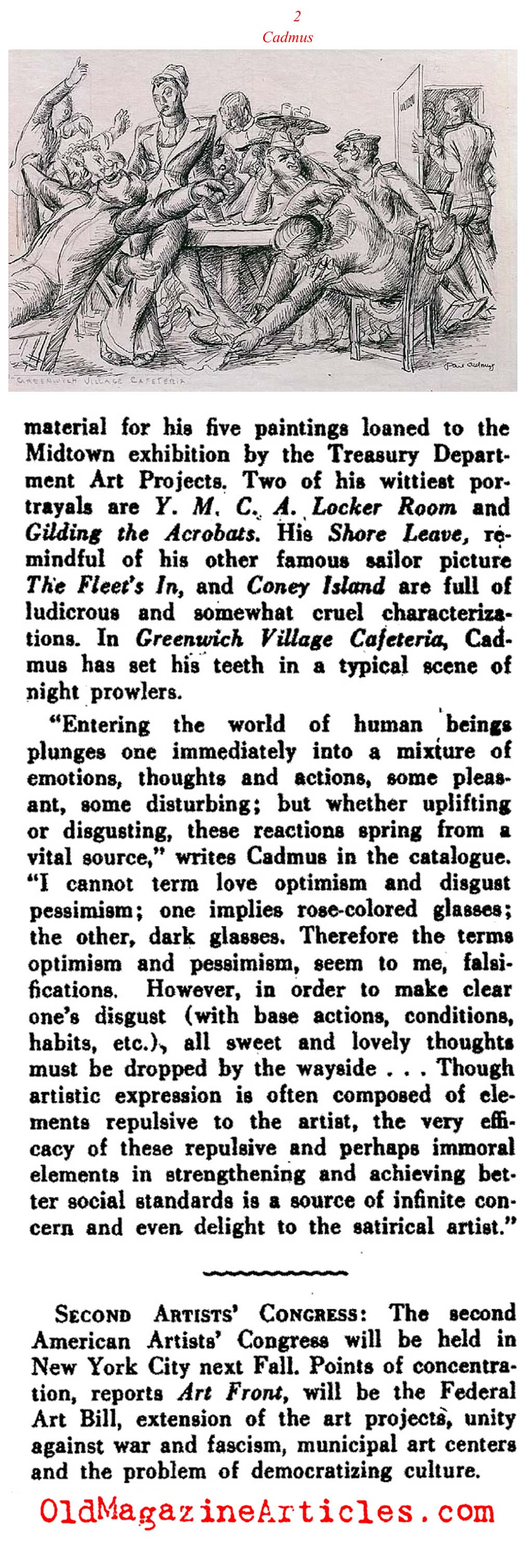 Artist Paul Cadmus (Art Digest, 1937)